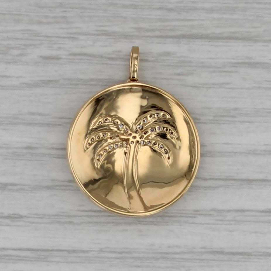 0.17ctw Diamond Palm Tree Pendant Doves By Doron Paloma 18k Yellow Gold