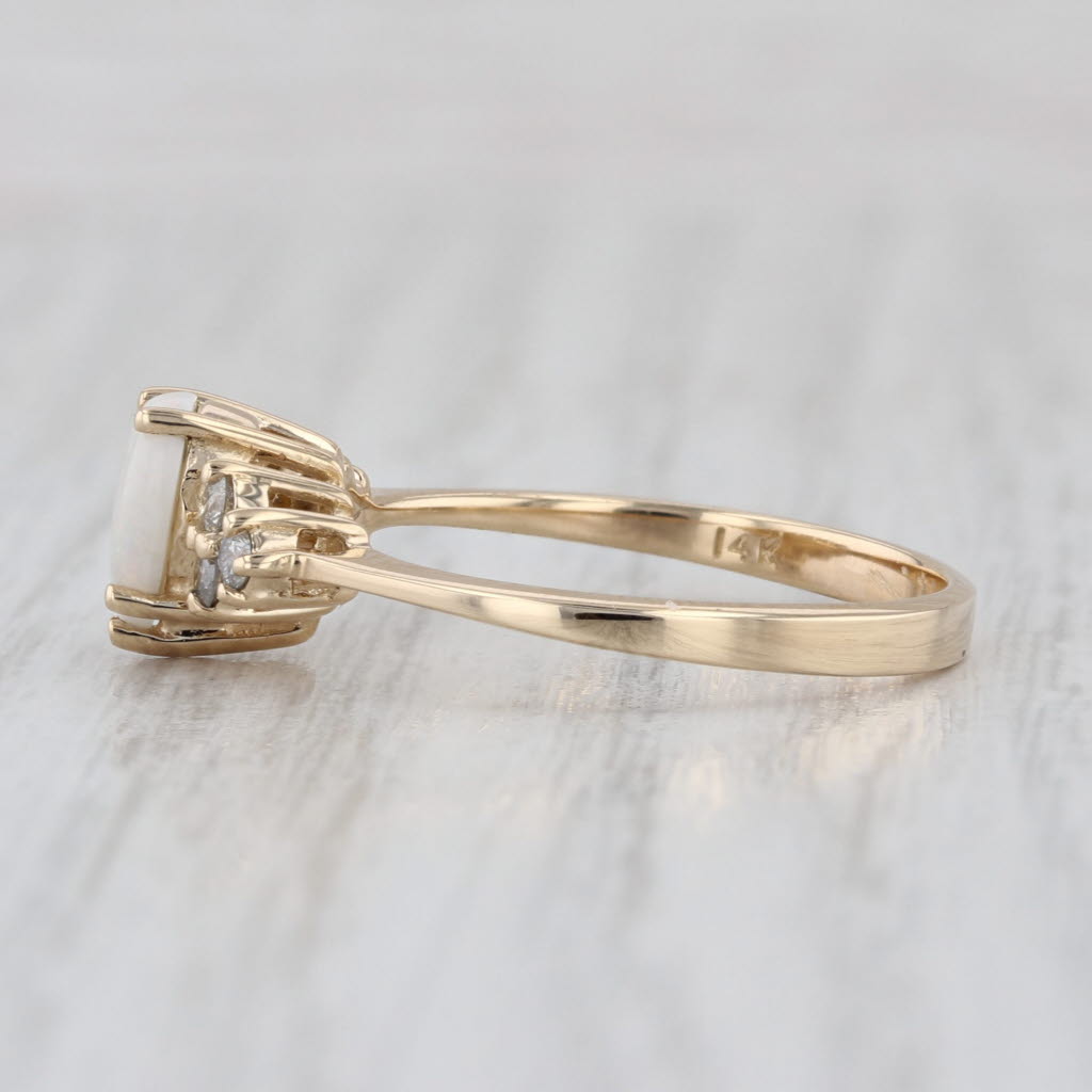 Opal Diamond Ring Pear Cabochon 14k Yellow Gold Size 7.25