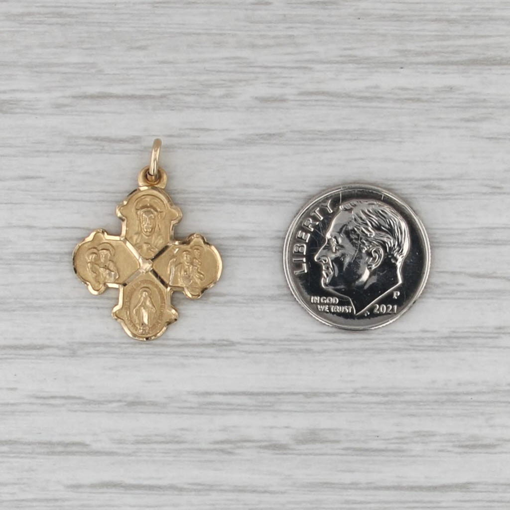Catholic Call a Priest Emergency Cross Pendant 14k Yellow Gold Charm