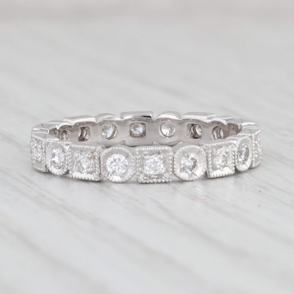 Light Gray New 0.38ctw Diamond Eternity Ring 14k White Gold Wedding Band Stackable Size 6.5