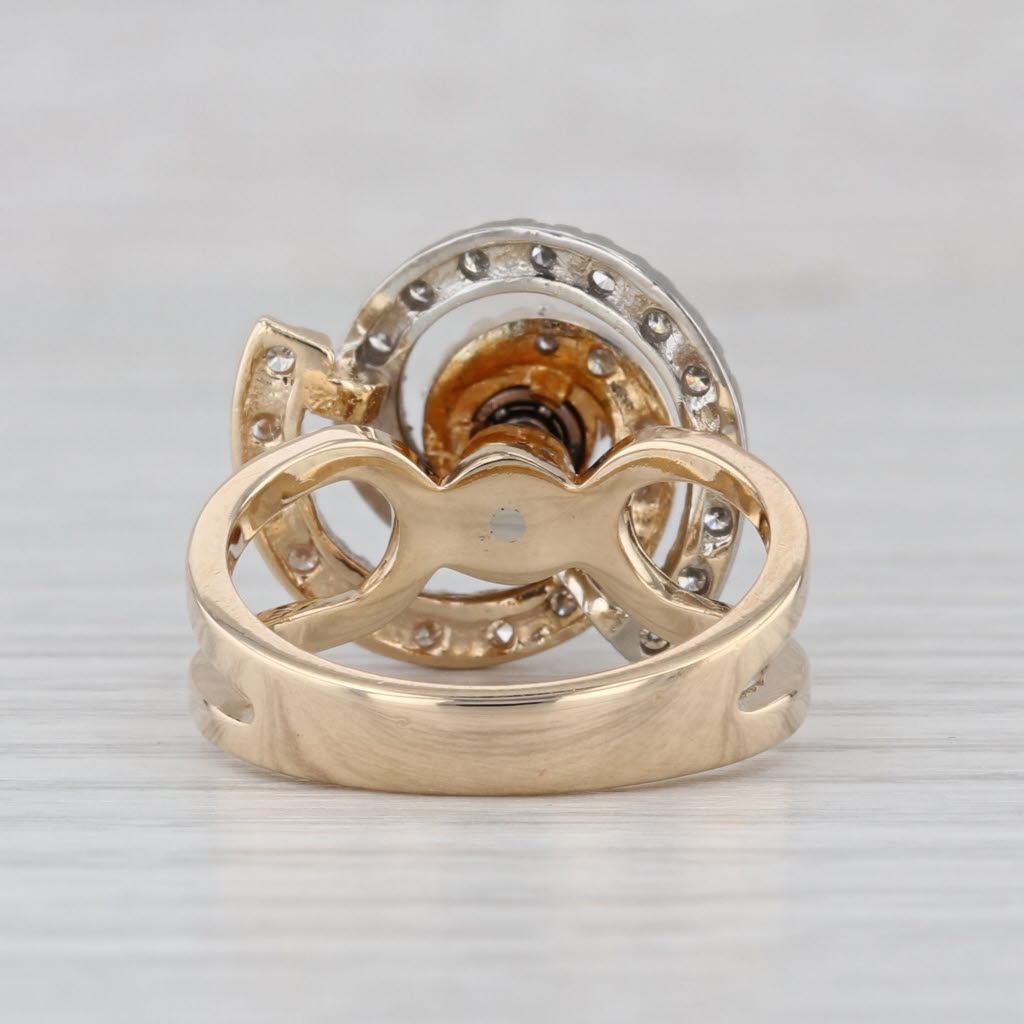 Vintage 0.41ctw Diamond Spinner Swirl Ring 14k Gold Size 7.25 Cocktail