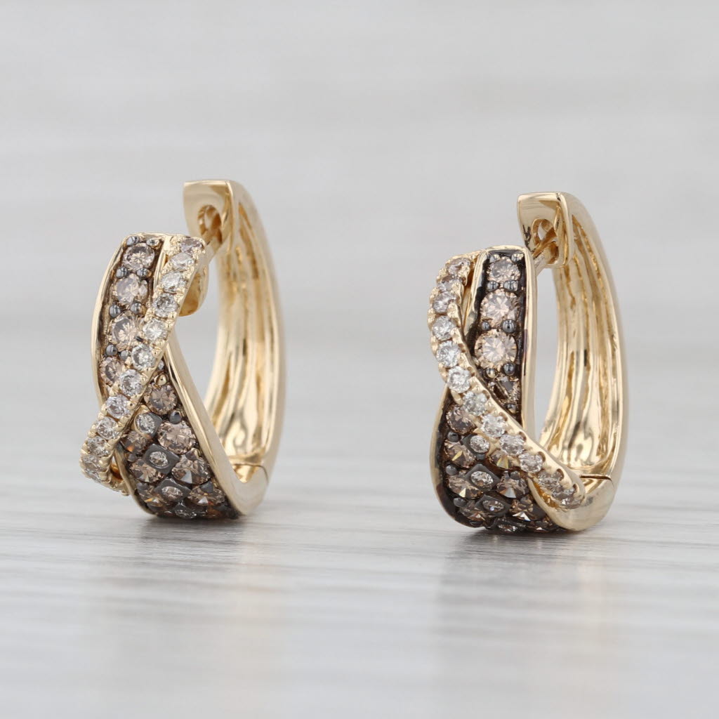 Le Vian 0.89ctw Diamond Hoop Huggie Earrings 14k Yellow Gold Round Hoops