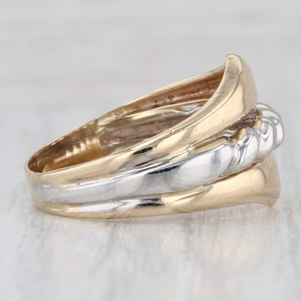 2-Toned Scalloped Ring 14k White Yellow Gold Size 7 Band