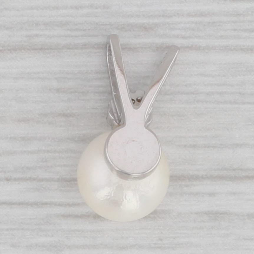 Gray Saltwater Cultured Pearl Diamond Pendant 14k White Gold Small Drop