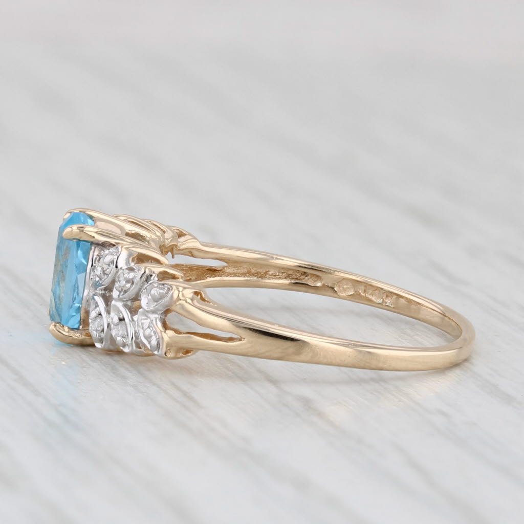 Light Gray 1.03ctw Oval Blue Topaz Diamond Ring 14k Yellow Gold Size 6.25