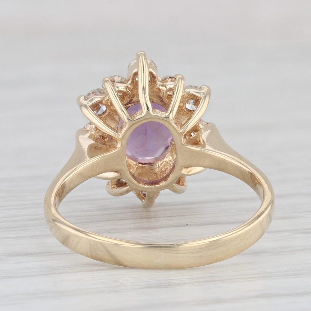 Light Gray 1.60ctw Oval Amethyst Diamond Halo Ring 14k Yellow Gold Size 5