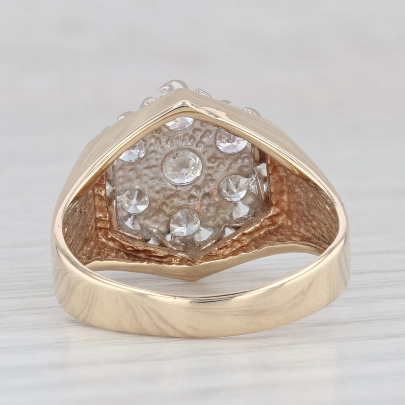 1.20ctw Diamond Cluster Ring 14k Yellow Gold Size 10 Men's