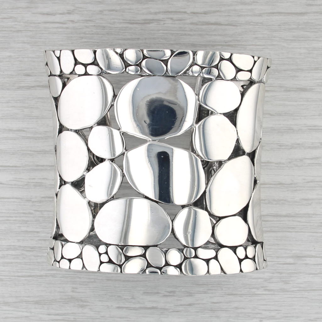 John Hardy Large Pebble Cuff Bracelet Sterling Silver 7" 70.1mm Statement