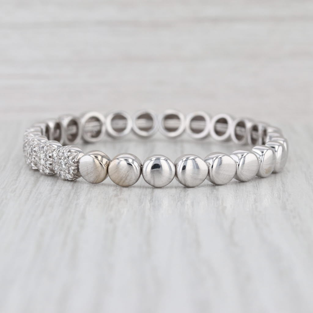 0.85ctw Diamond Cuff Flexi Bangle Bracelet 18k White Gold 6"