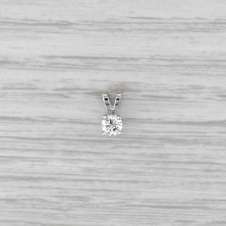 New 0.18ct Diamond Solitaire Pendant 14k White Gold 4 Prong Small Round Drop