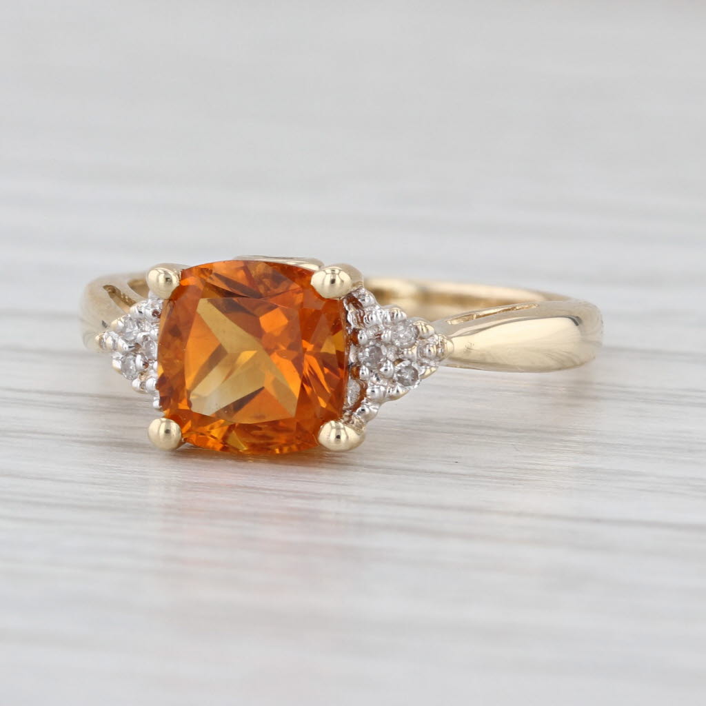 1.57ctw Cushion Citrine Diamond Ring 10k Yellow Gold Size 6