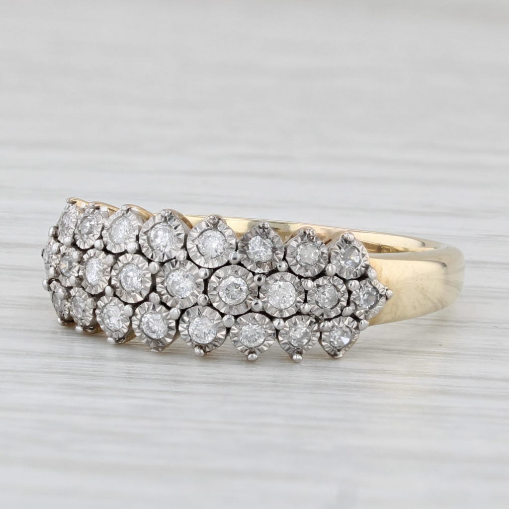 Light Gray 0.20ctw Diamond Cluster Ring 10k Yellow Gold Size 8.5 Wedding