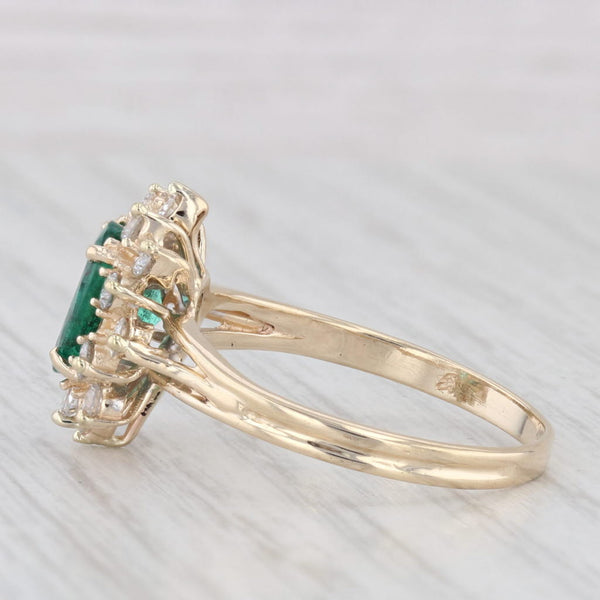 Light Gray 1.68ctw Oval Emerald Diamond Halo Ring 14k Yellow Gold Size 7.75 Engagement