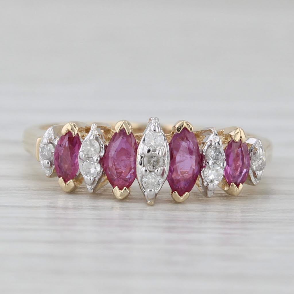 Gray 0.60ctw Ruby Diamond Ring 14k Yellow Gold Size 5 Tiered Stackable