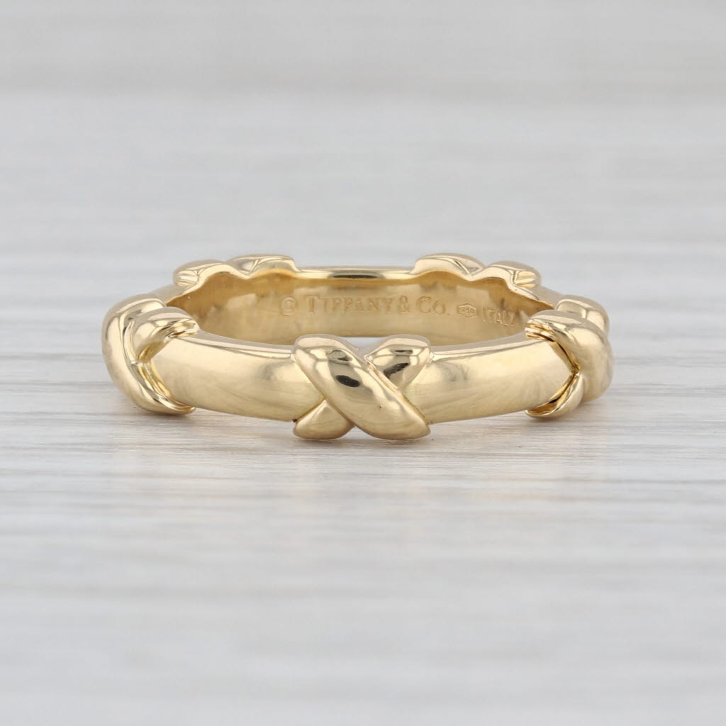Tiffany & CO Classic Crossover X Ring w/ Box Pouch 18k Gold Size 6.25 Band