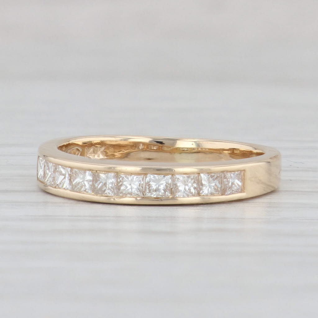 Light Gray 0.60ctw Princess Diamond Ring 14k Yellow Gold Size 5.75 Wedding Band