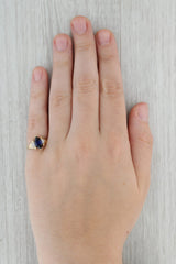 Dark Gray 1.40ct Marquise Blue Lab Created Sapphire Diamond Ring 10k Yellow Gold Size 6.75