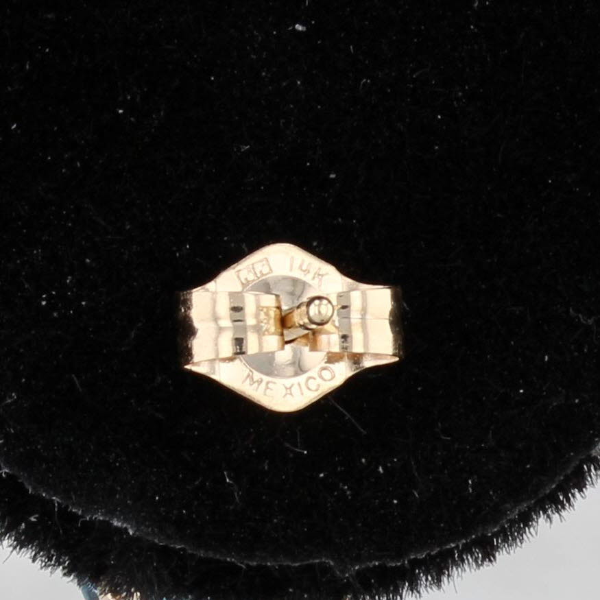 Black 4ctw Oval Blue Topaz Stud Earrings 14k Yellow Gold