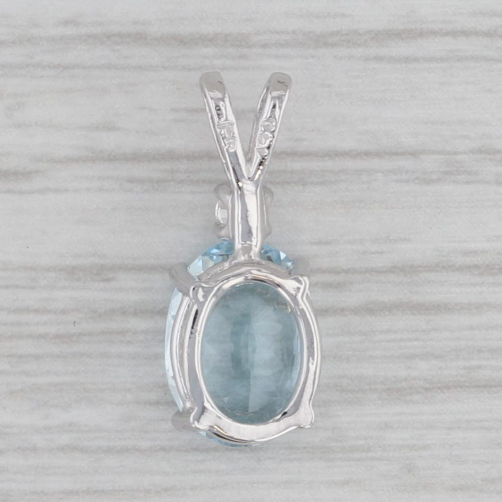 Gray 2.90ctw Blue Topaz Cubic Zirconia Pendant 14k White Gold Small Drop