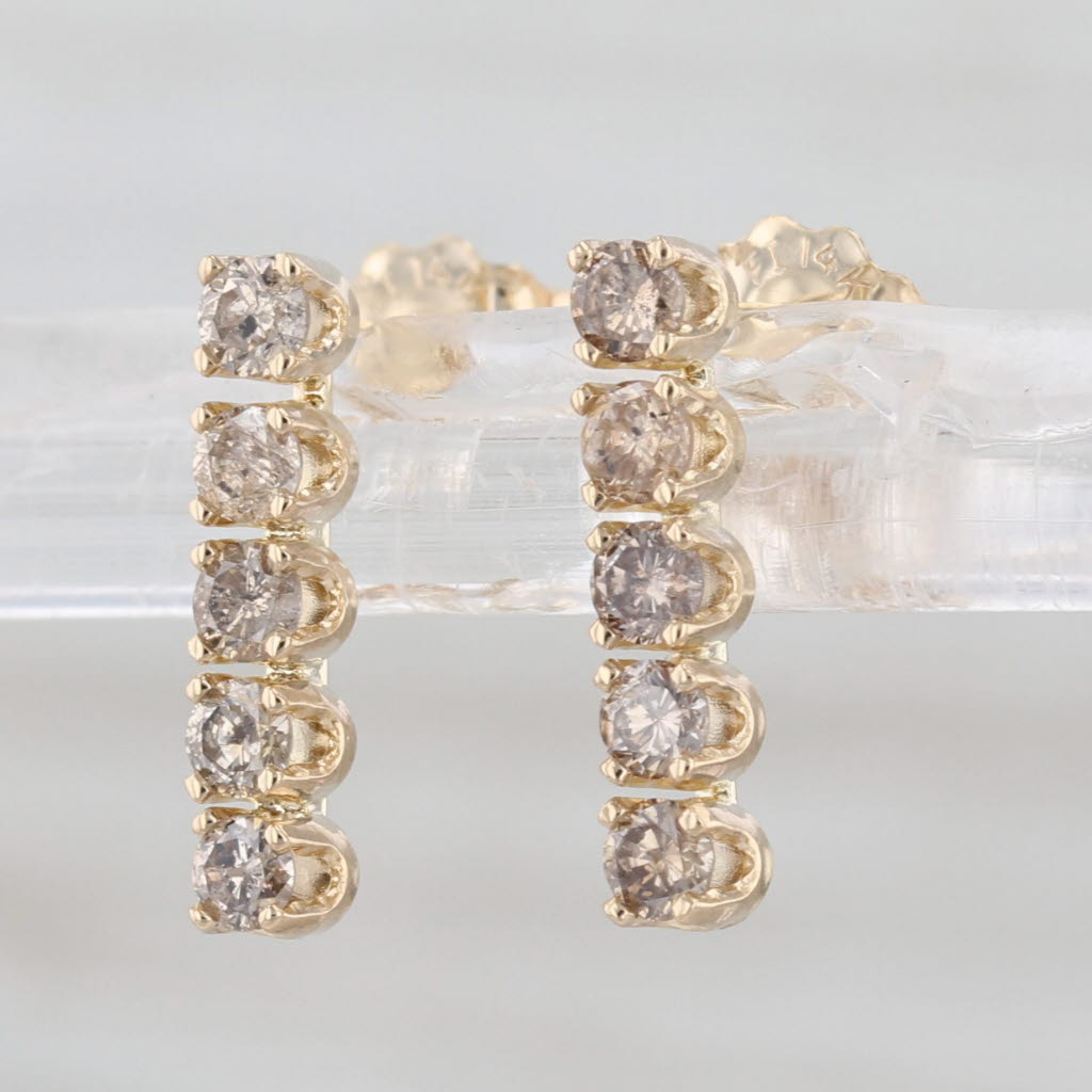 0.40ctw Diamond Journey Drop Earrings 14k Yellow Gold