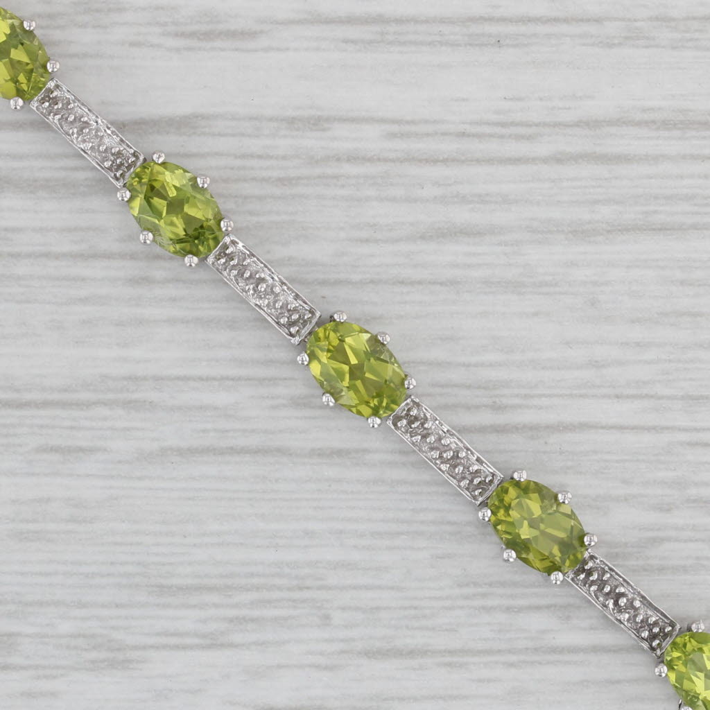 Gray 7.32ctw Peridot Diamond Tennis Bracelet 10k White Gold 7.25"