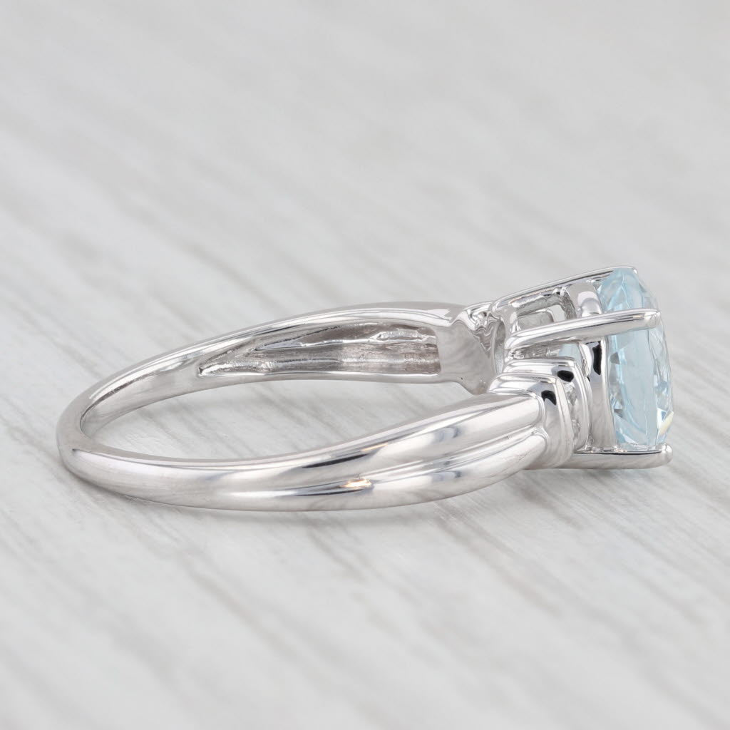 Light Gray 1.58ctw Round Aquamarine Diamond Ring 10k White Gold Size 6.75