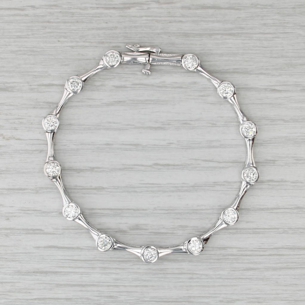 2.50ctw Diamond Tennis Bracelet 14k White Gold Bar Links 6.75" 5.1mm