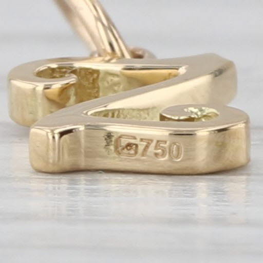 Letter Initial "Z" Charm 18k Yellow Gold Letter Pendant