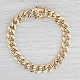 Light Gray 14k Yellow Gold Cuban Curb Link Mens Heavy Bracelet 0.60 ctw Diamond Clasp