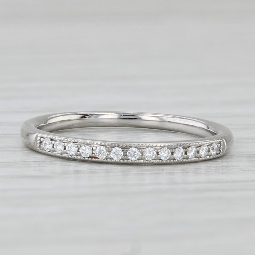 Light Gray 0.10ctw Diamond Wedding Ring Platinum Size 5.25 Stackable Band
