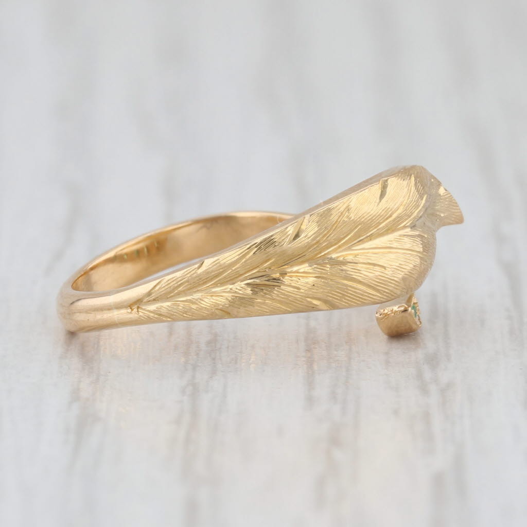 Vintage Coiled Leaf Emerald Ring 800 Gold European Hallmarks Adjustable Sz 6.5