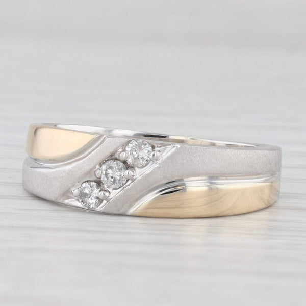 0.18ctw Diamond Men's Ring 14k Yellow White Gold Wedding Band Size 10.25