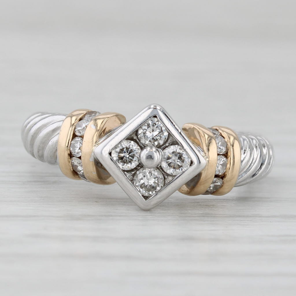Light Gray 0.30ctw Diamond Ring 14k White Yellow Gold Size 5.5 Engagement