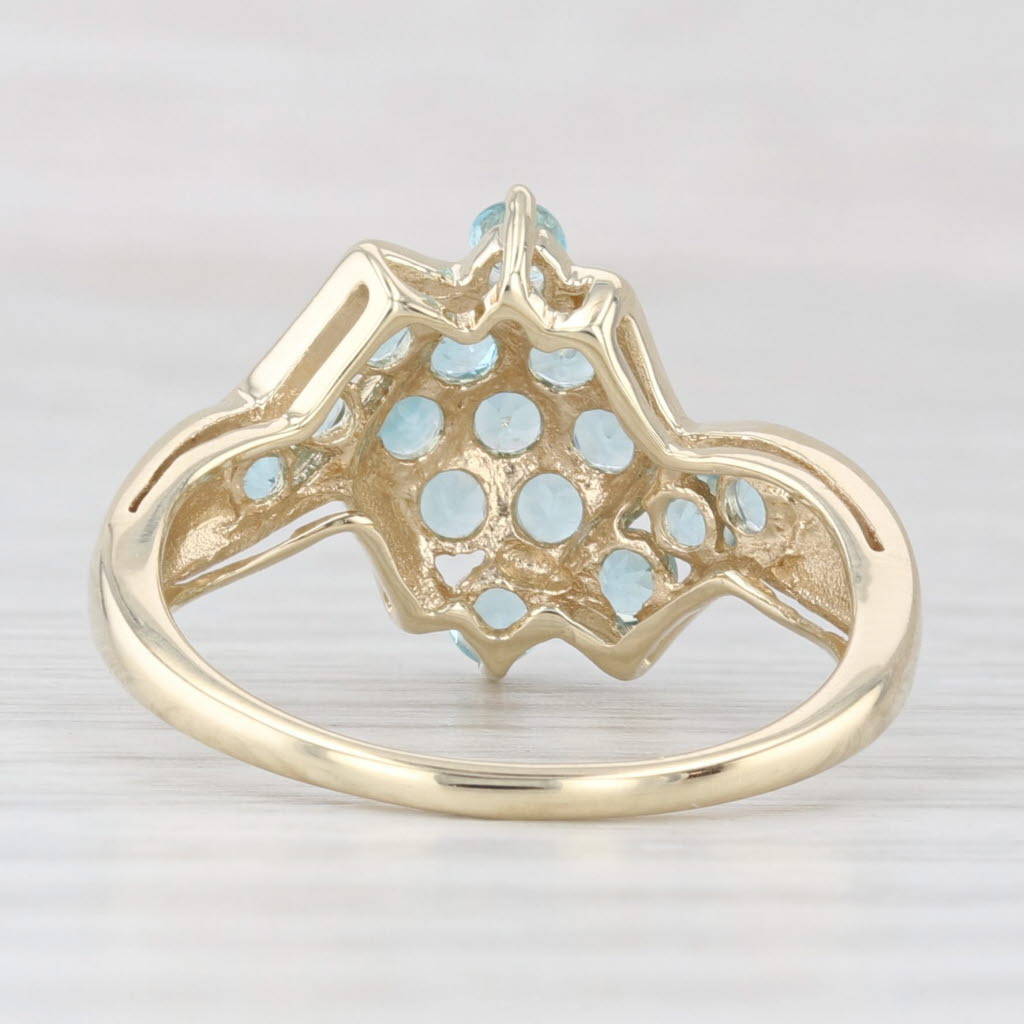 Light Gray 1.15ctw Blue Apatite Cluster Bypass Ring 10k Yellow Gold Size 7