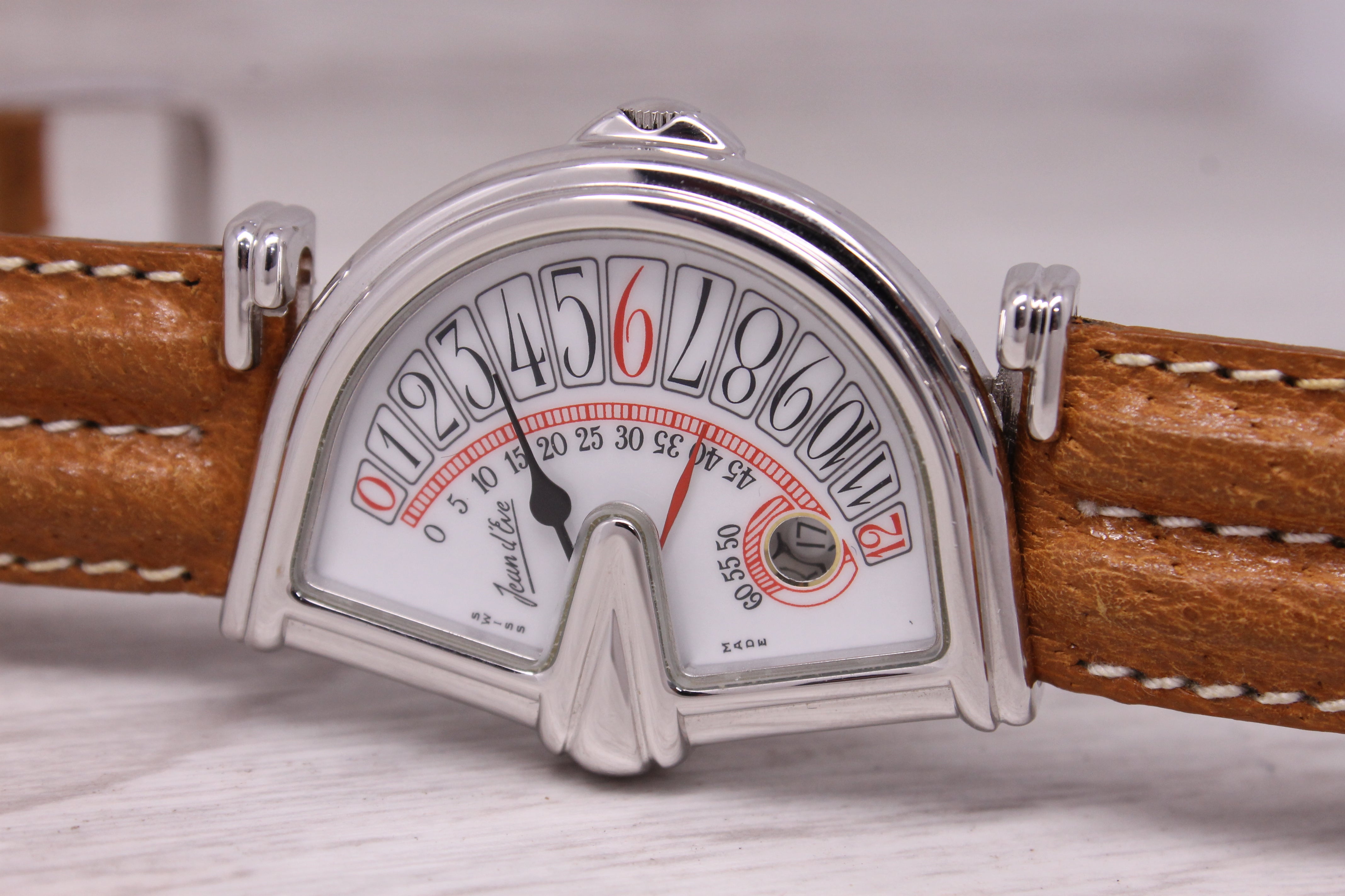 Jean D'Eve Sectora Large Retrograde 31mm Jump Hour Wrist Watch Original Band