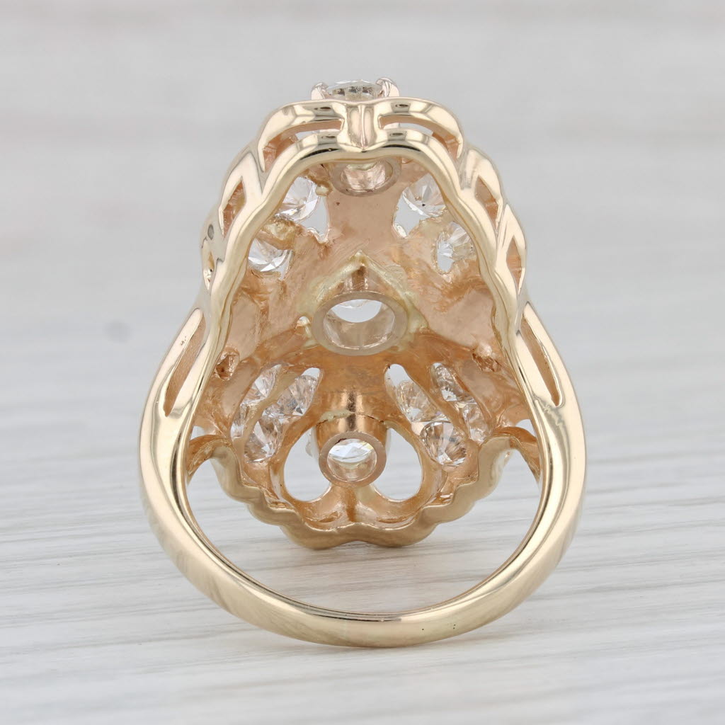 Light Gray 3.37ctw Diamond Cocktail Ring 14k Yellow Gold Size 8 GIA