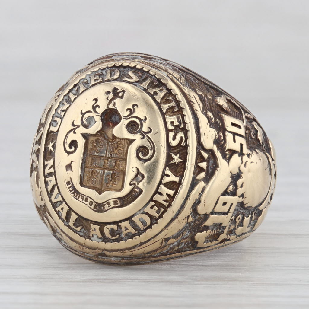 United States Naval Academy 1950 Class Ring 14k Gold Engraved Military ...
