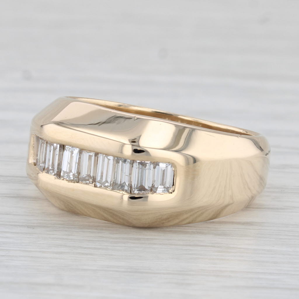 Light Gray 0.95ctw Diamond Men's Ring 14k Yellow Gold Size 9.75 Wedding Band