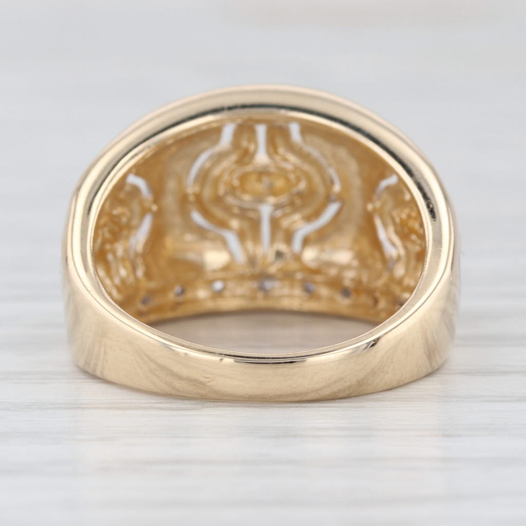 Diamond Wide Band Ring 14k White Yellow Gold Size 7.5 Cocktail