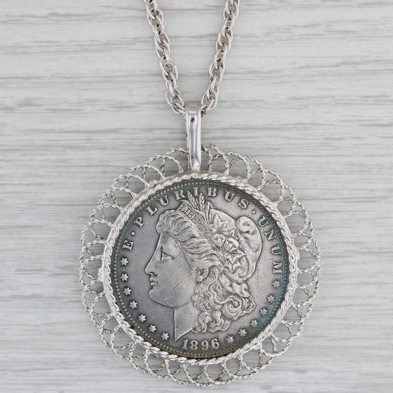 Ladies antique sterling silver Morgan silver dollar pendant. - Ruby Lane