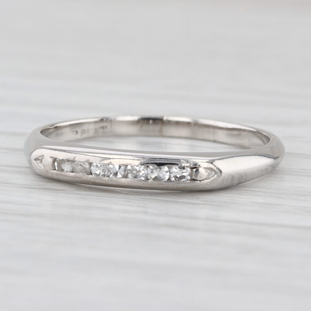 Antique 0.12ctw Diamond Wedding Band Stackable Platinum Ring Size 9 As Is