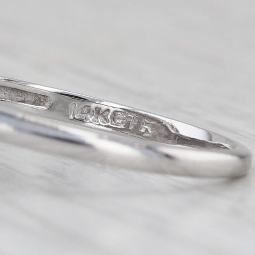 Light Gray Diamond Vintage Ring 14k White Gold Size 6.25 Heart Accents