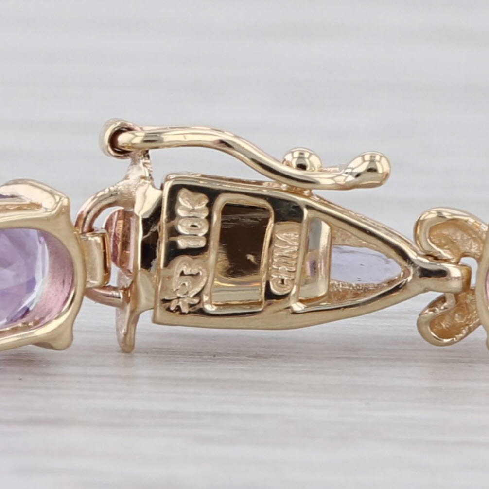 11.70ctw Amethyst Tanzanite Tennis Bracelet 10k Yellow Gold 7.5" 5.2mm