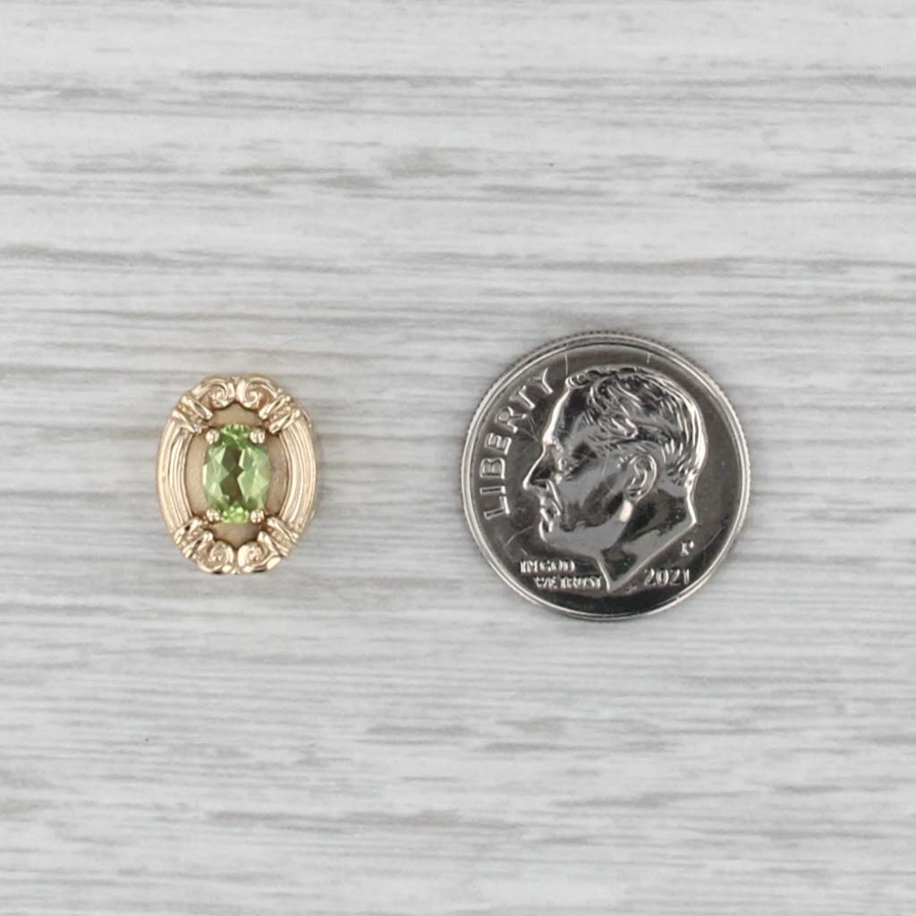 Vintage Peridot Solitaire Slide Bracelet Charm 14k Yellow Gold