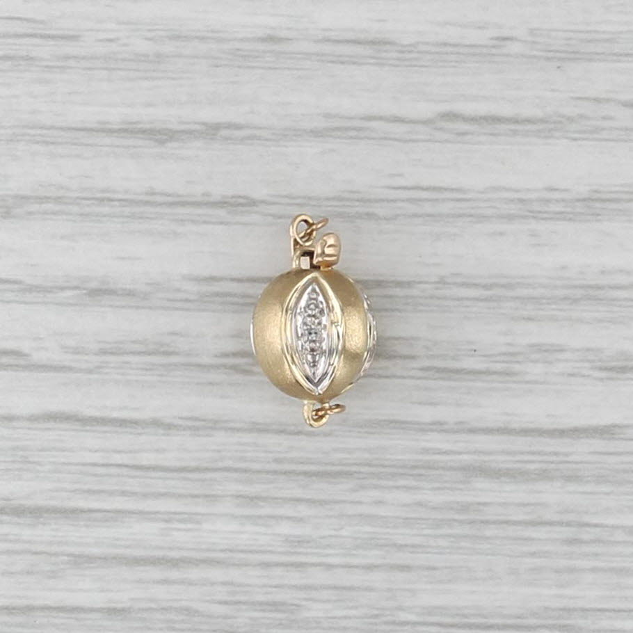 Vintage Diamond Accented Bead Clasp 14k Gold Findings Jewelry Making Repair
