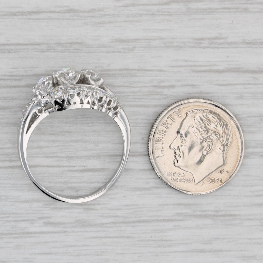 Gray 1.18ctw Round Diamond Bypass Engagement Ring Platinum Size 7.5