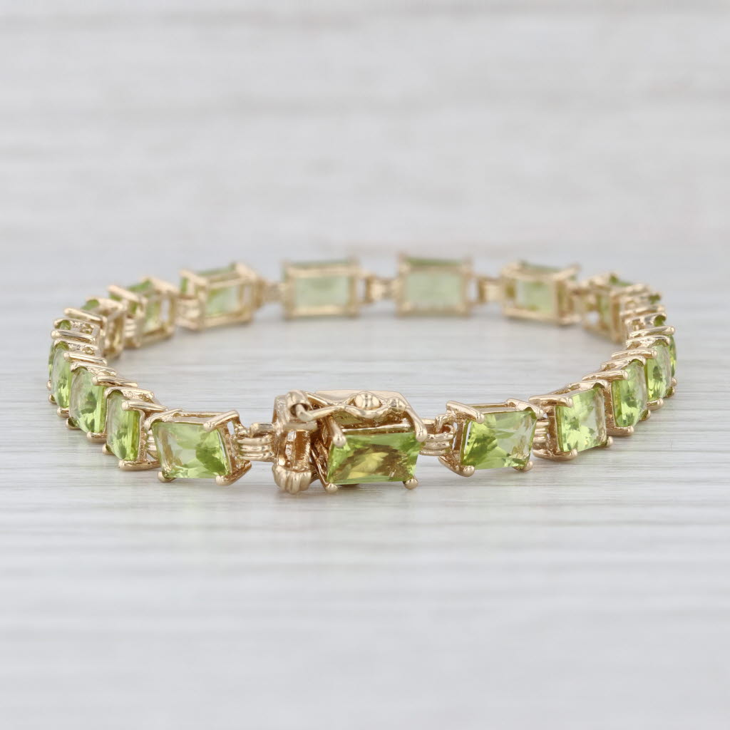 13.30ctw Peridot Tennis Bracelet 10k Yellow Gold 6.75" 4.8mm