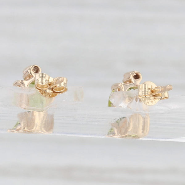 1ctw Oval Peridot Diamond Stud Earrings 14k Yellow Gold