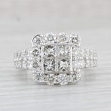Light Gray 2.64ctw Princess Diamond Halo Engagement Ring 14k White Gold Size 7