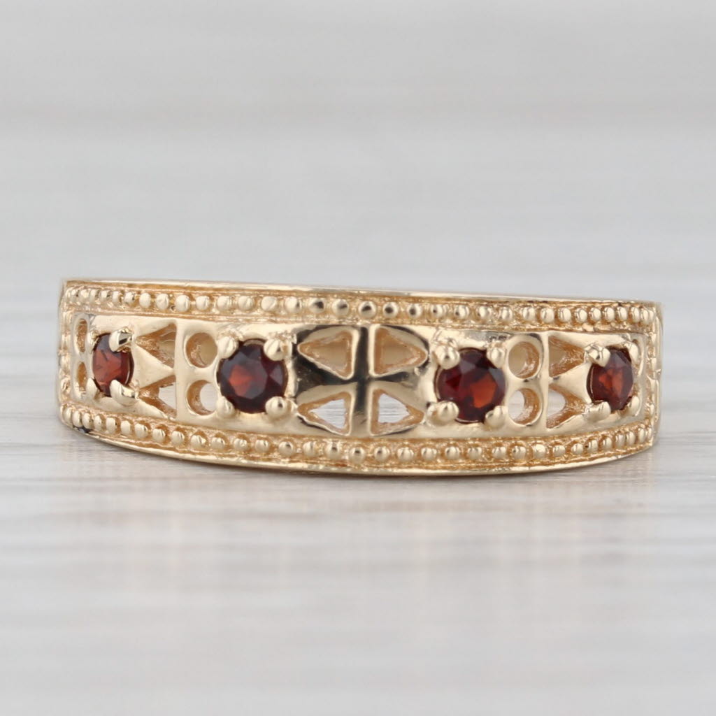 Light Gray 0.25ctw Garnet Ring 14k Yellow Gold Size 8 Stackable Openwork Band
